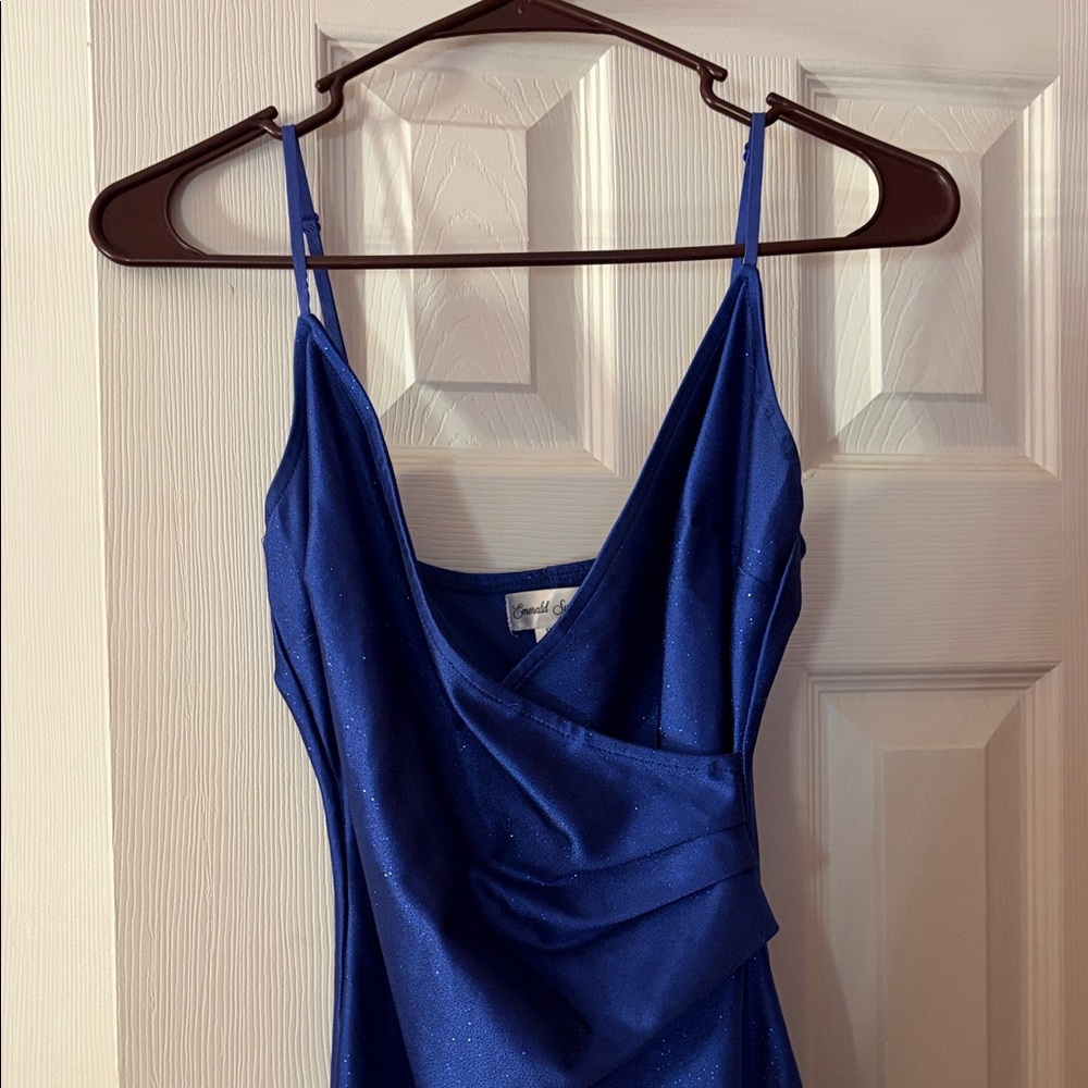Asymmetrical Sparkly Royal Blue Dress - Picture 3 of 6